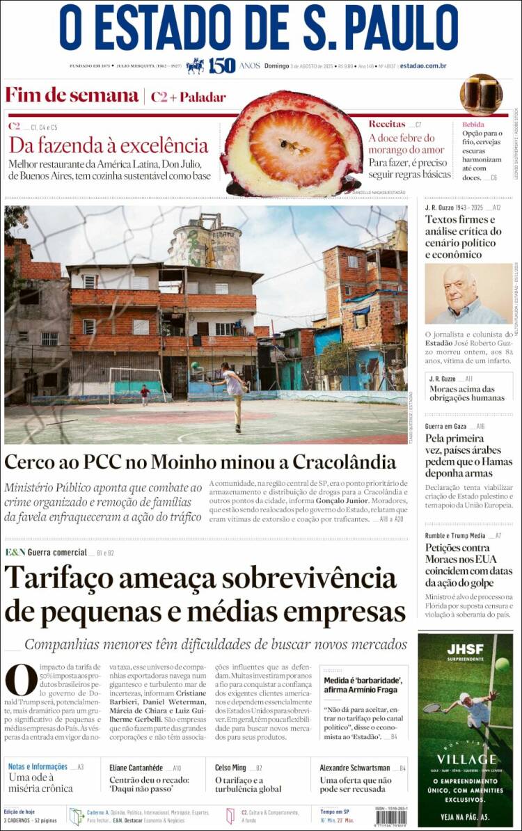 Portada de O Estado de São Paulo (Brasil)
