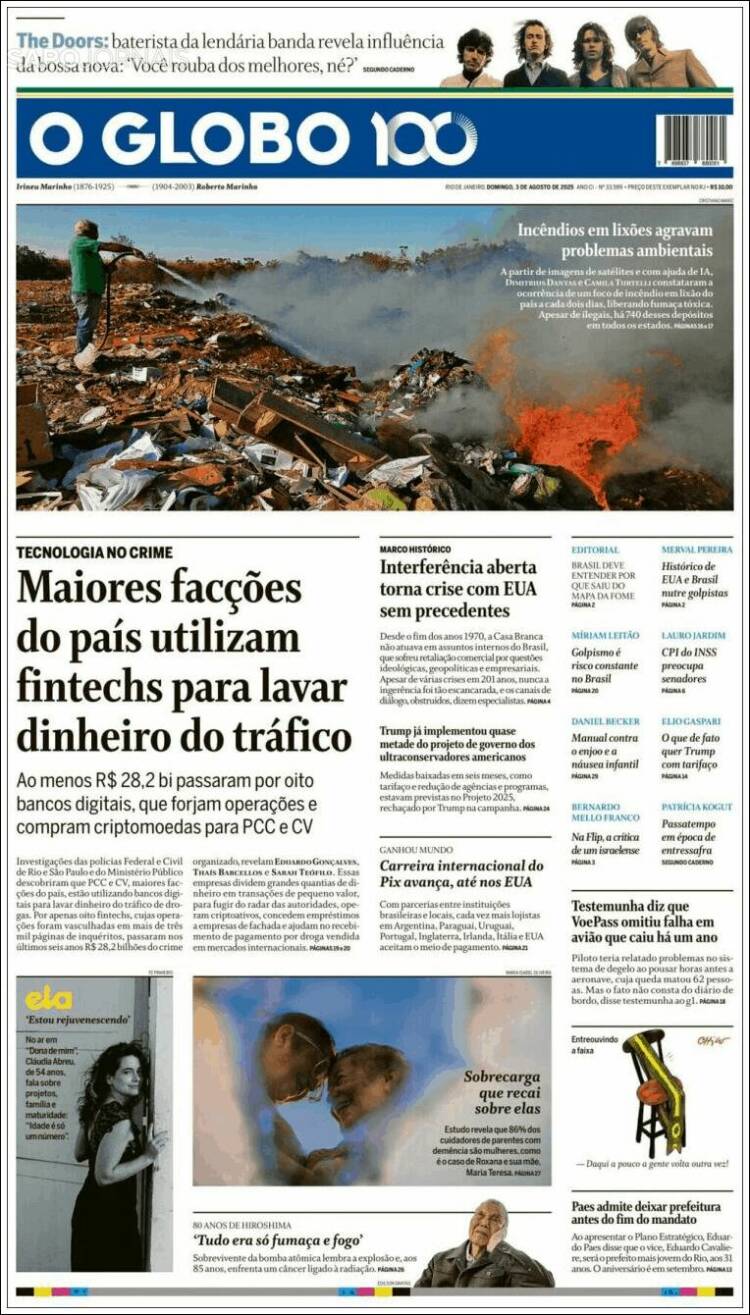 Portada de O Globo (Brasil)