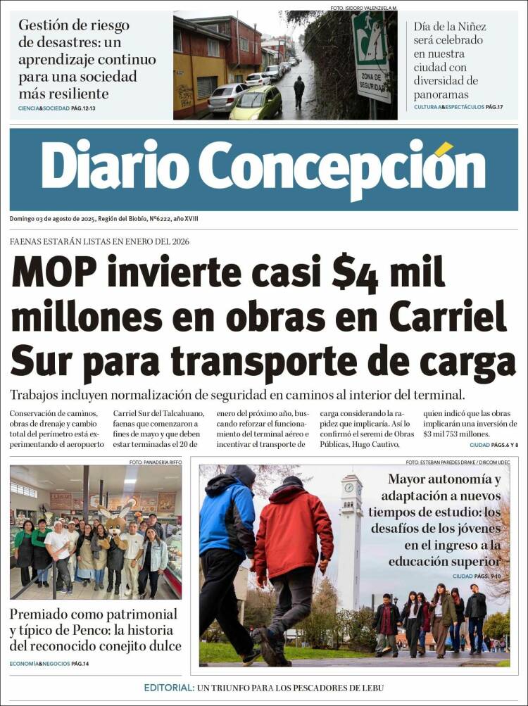 Portada de Diario de Concepción (Chili)
