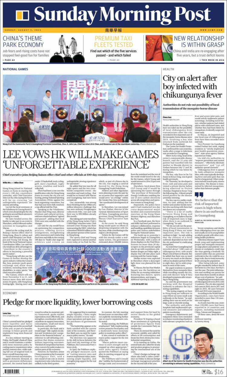 Portada de South China Morning Post (Chine)
