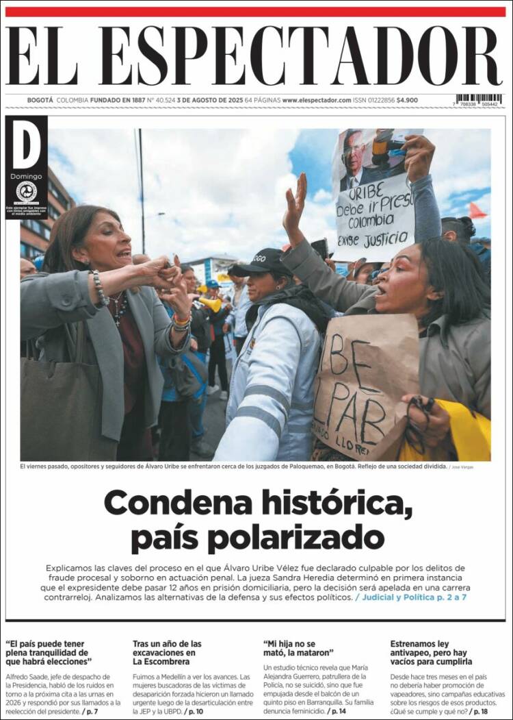 Portada de El Espectador (Colombia)