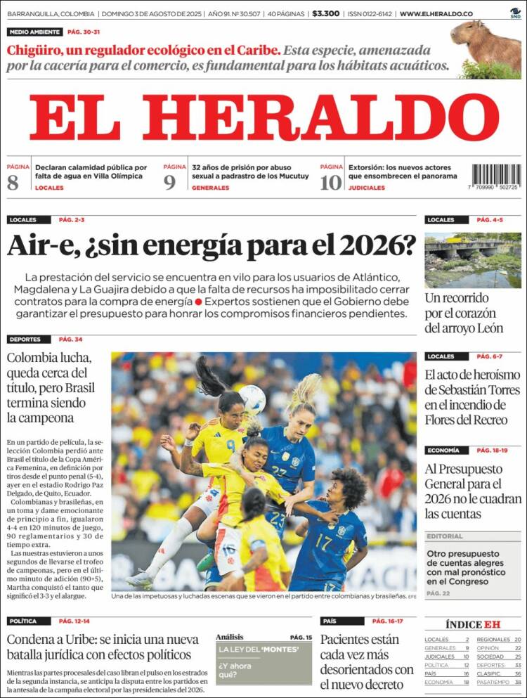 Portada de El Heraldo (Colombie)