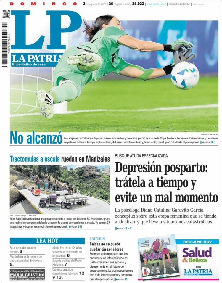 Portada de La Patria (Colombie)