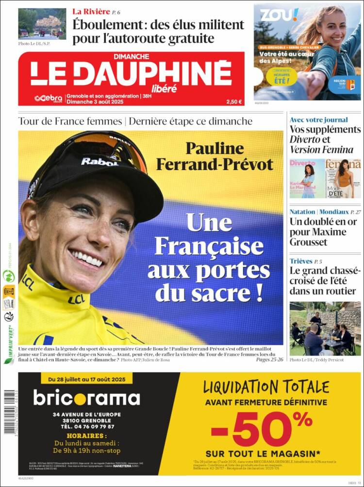 Portada de Le Dauphiné Libéré (France)