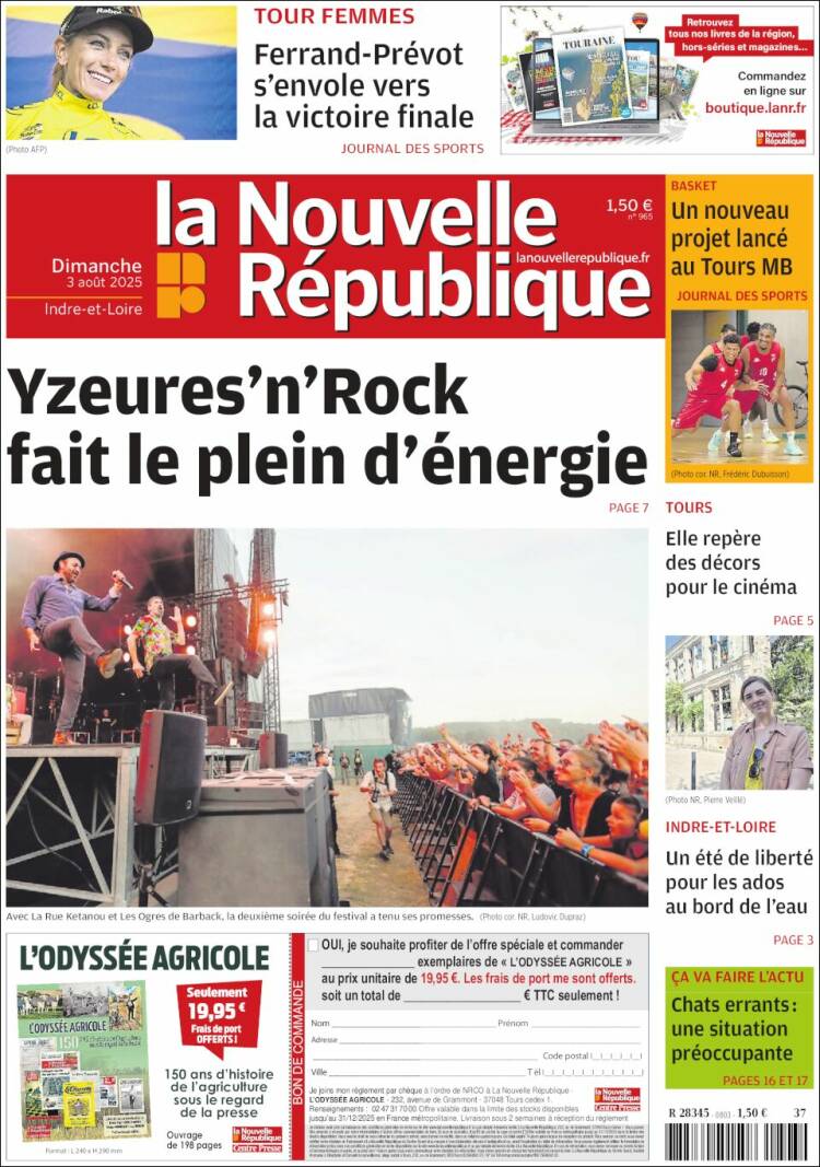 Portada de La Nouvelle Republique (Francia)