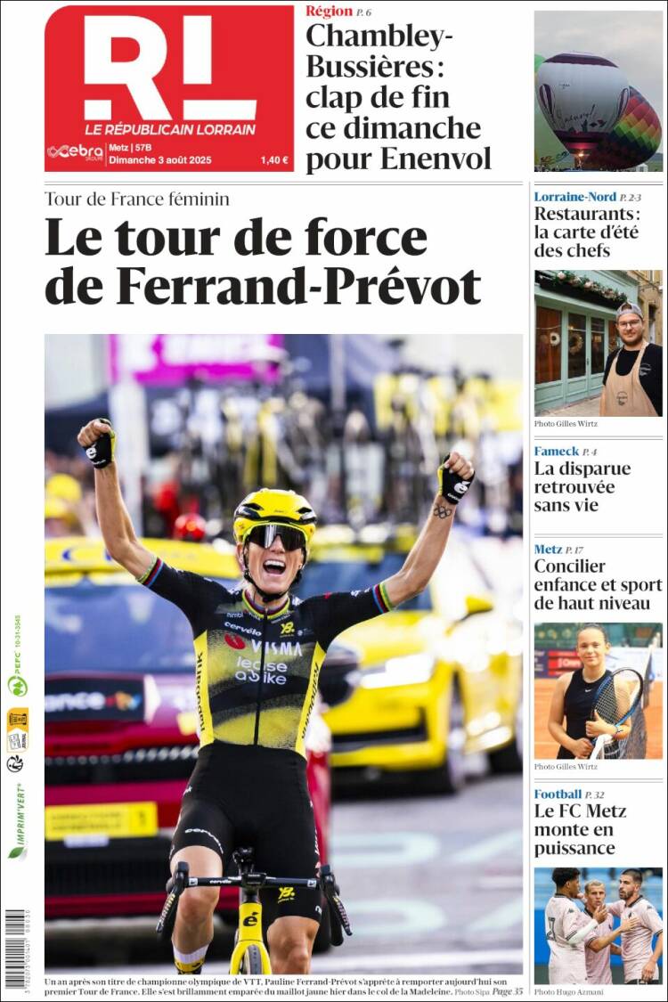 Portada de Le Republicain Lorrain (France)