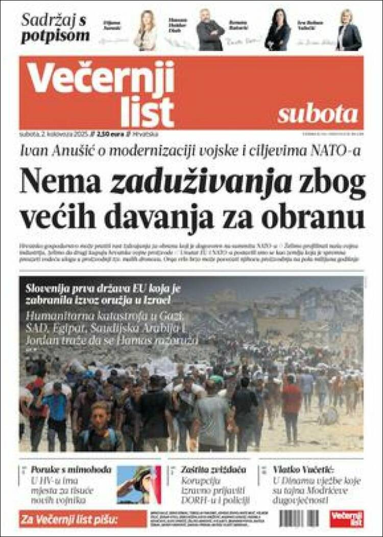 Portada de Večernji (Croatia)