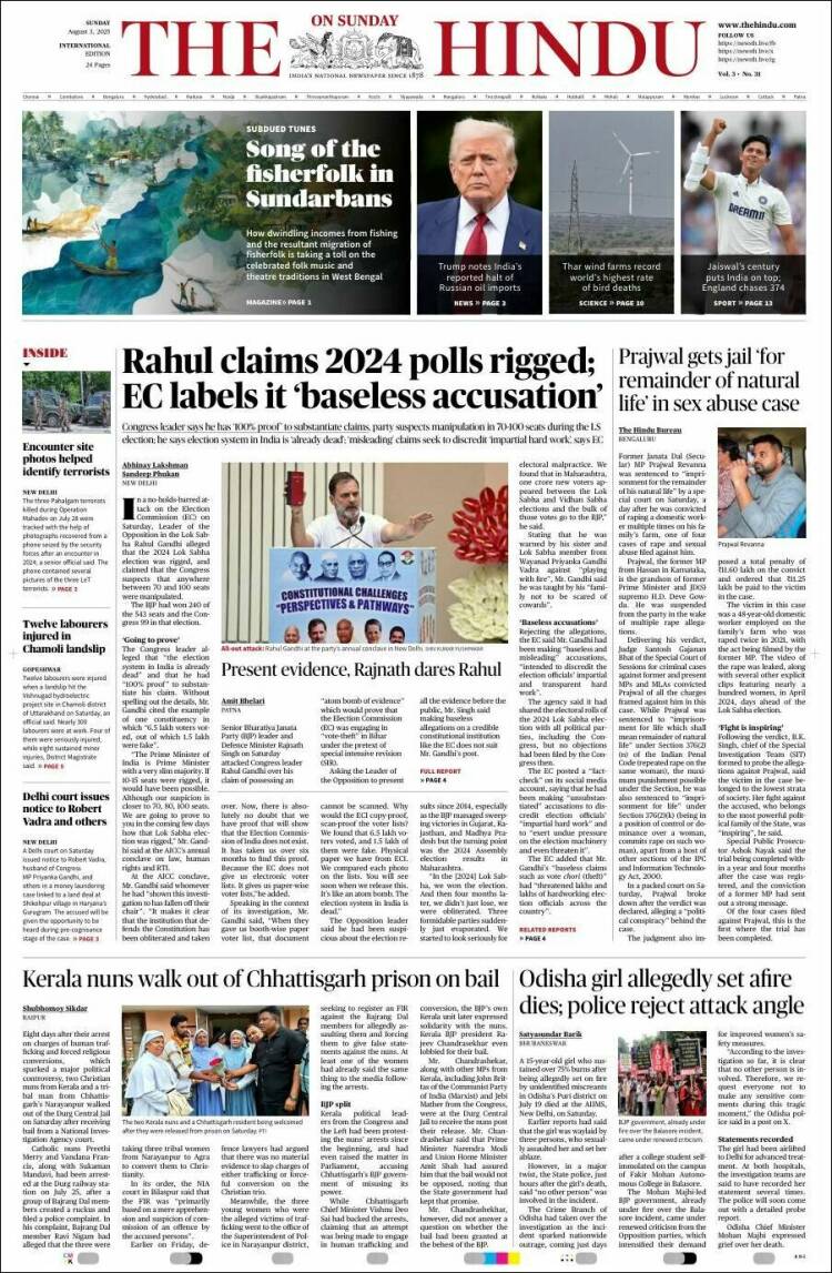 Portada de The Hindu (India)