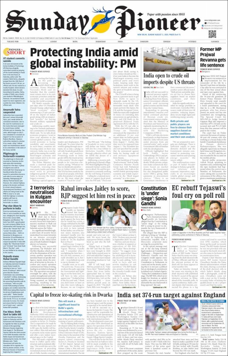 Portada de The Pioneer (India)