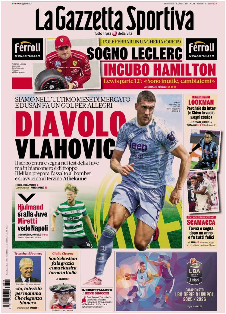 Portada de La Gazzetta dello Sport (Italy)