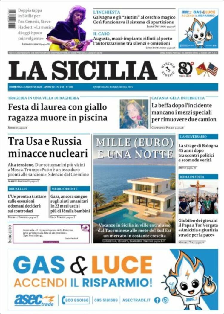 Portada de La Sicilia (Italia)