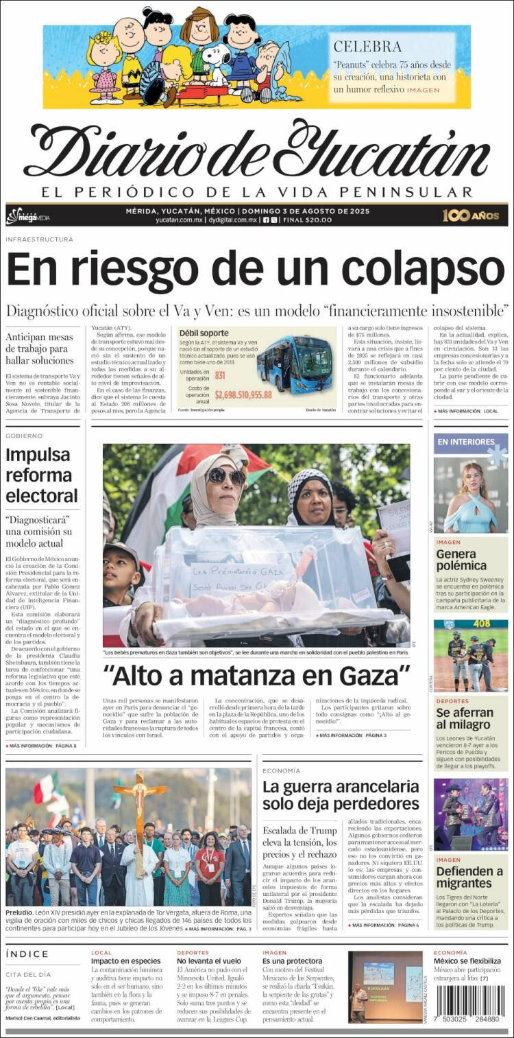 Portada de Diario de Yucatán (México)