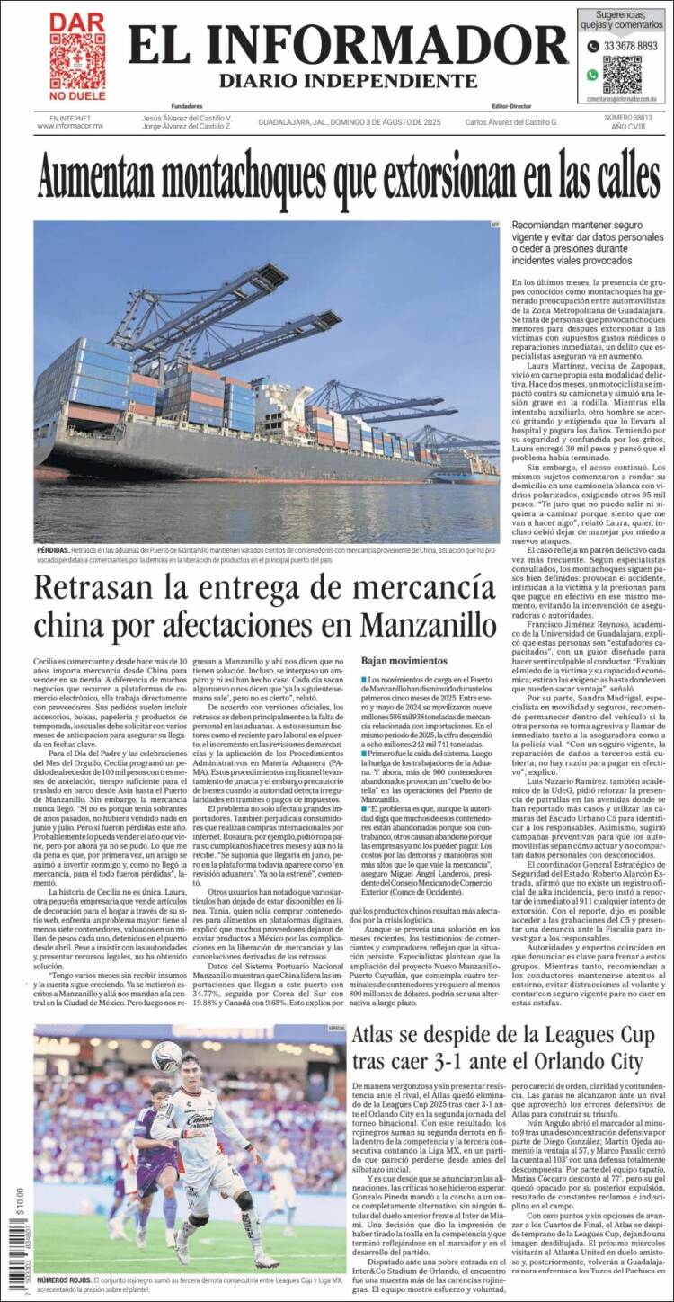 Portada de El Informador (México)