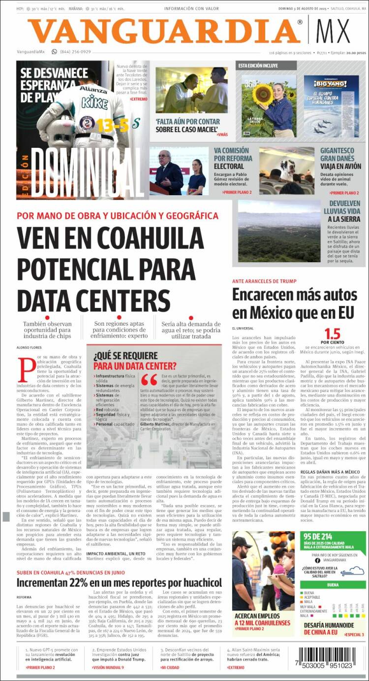 Portada de Vanguardia (México)