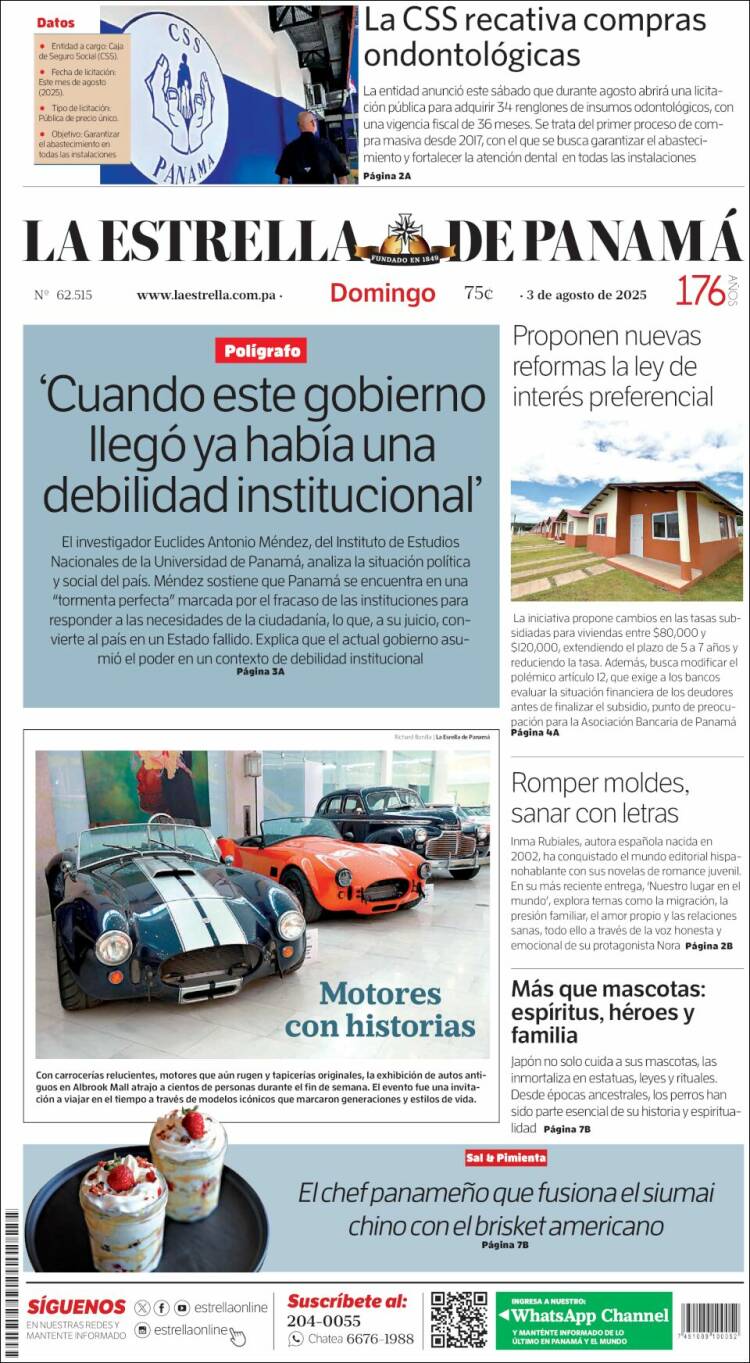 Portada de La Estrella de Panamá (Panamá)