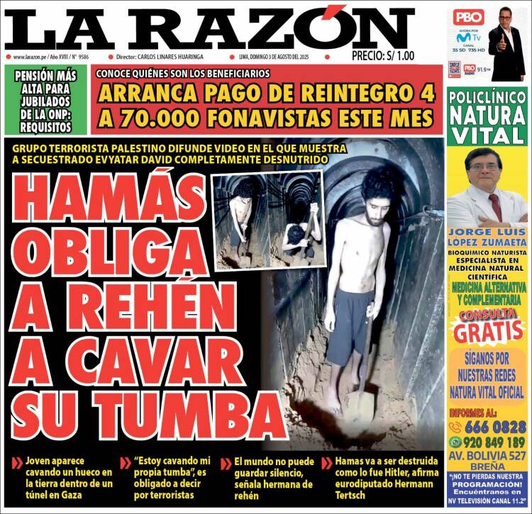 Portada de La Razón (Peru)