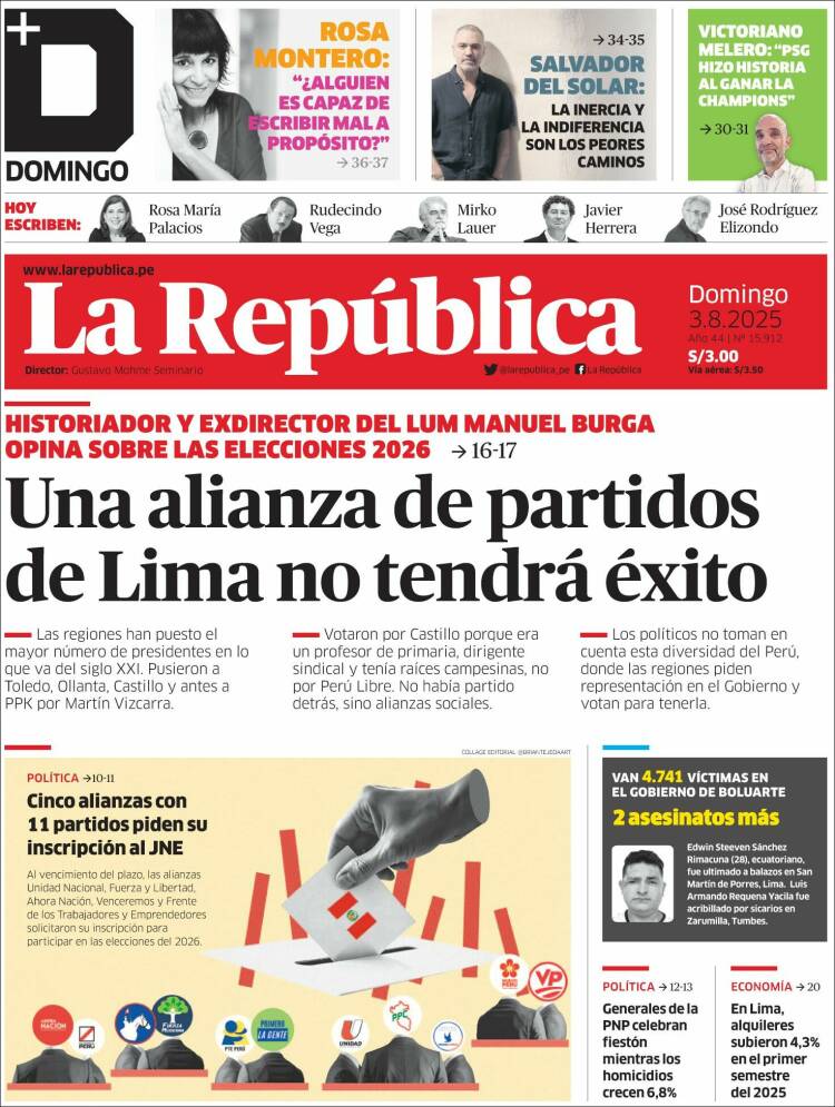 Portada de La Republica (Pérou)
