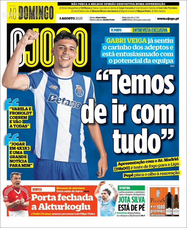 Portada de O Jogo (Portugal)