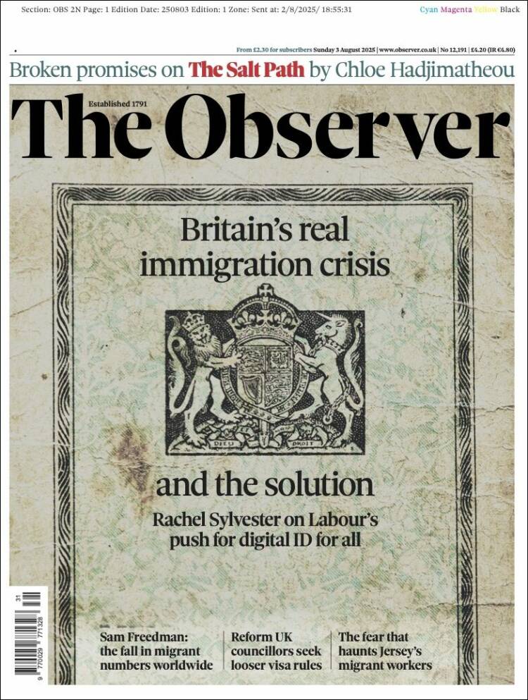 Portada de The Observer (United Kingdom)