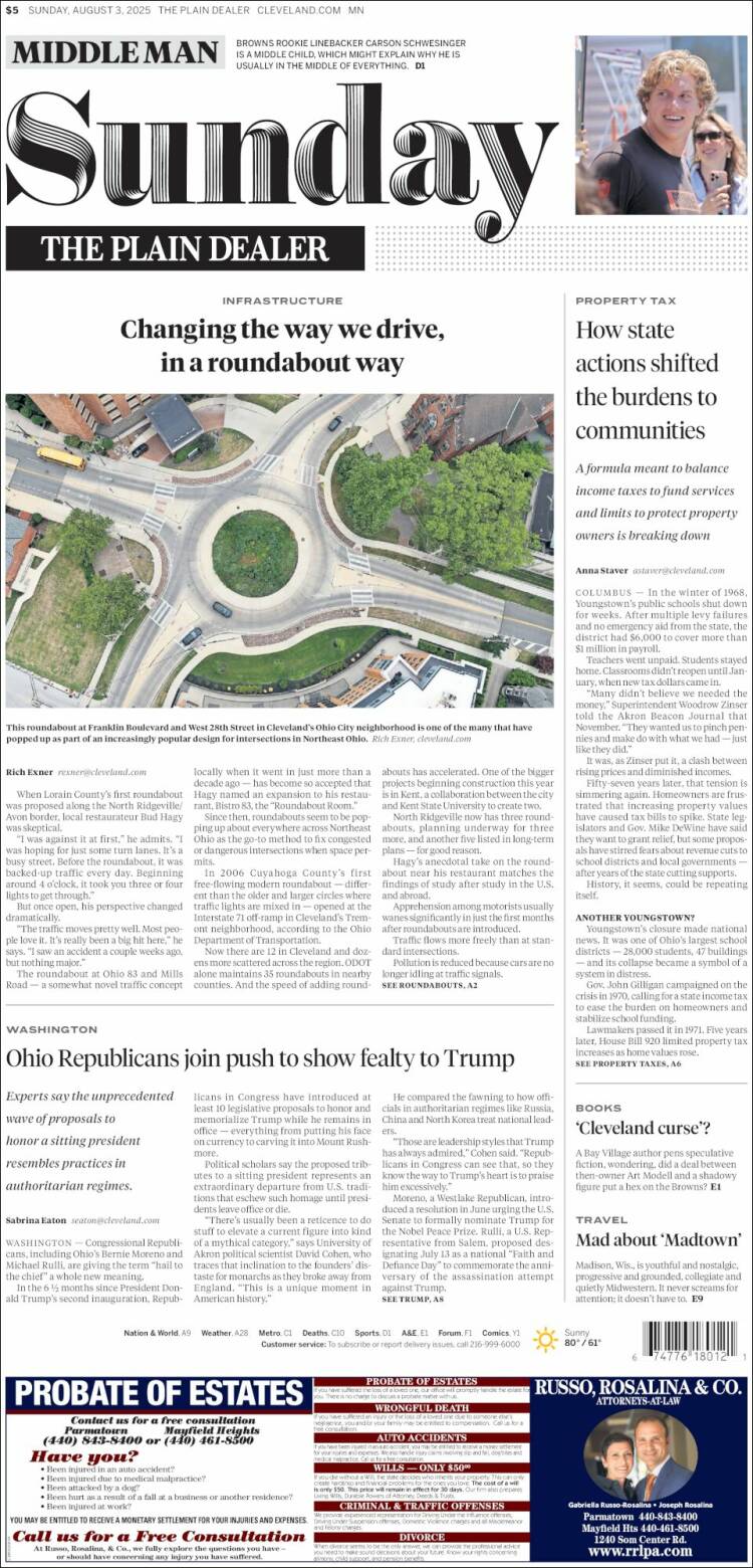 Portada de The Plain Dealer (USA)