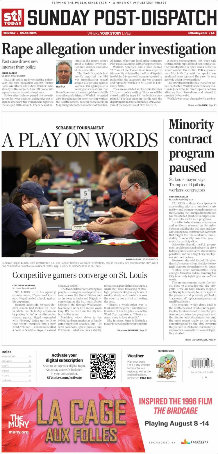 Portada de St. Louis Post-Dispatch (USA)