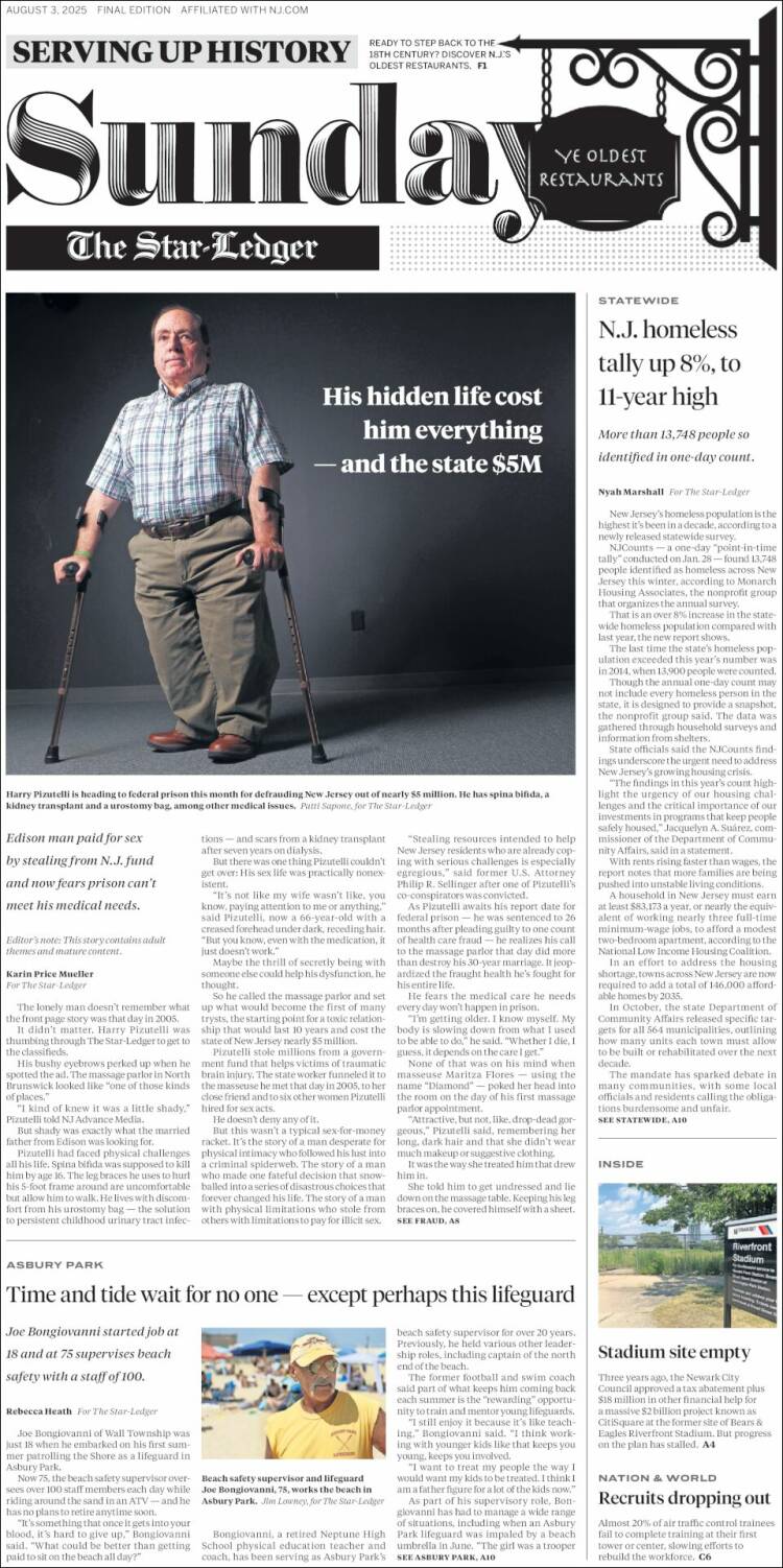 Portada de Star-Ledger (USA)