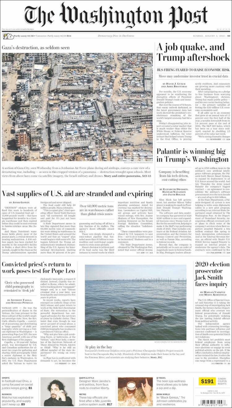 Portada de The Washington Post (USA)