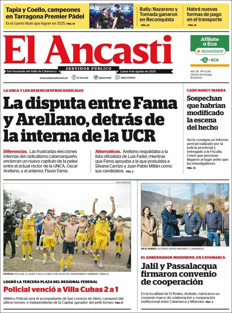 Portada de El Ancasti (Argentina)