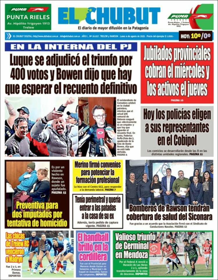 Portada de El Chubut (Argentine)