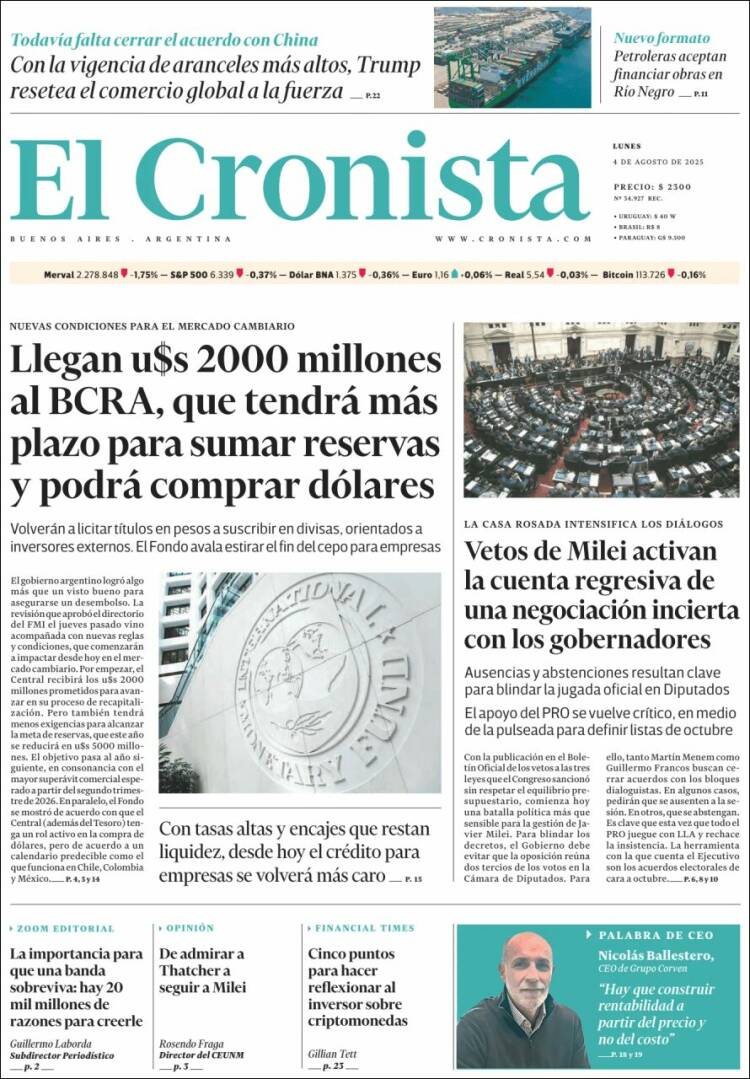 Portada de El Cronista Comercial (Argentine)