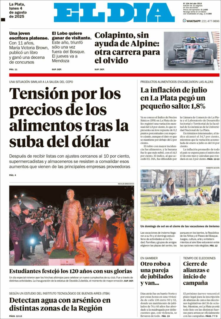 Portada de El Día de la Plata (Argentina)
