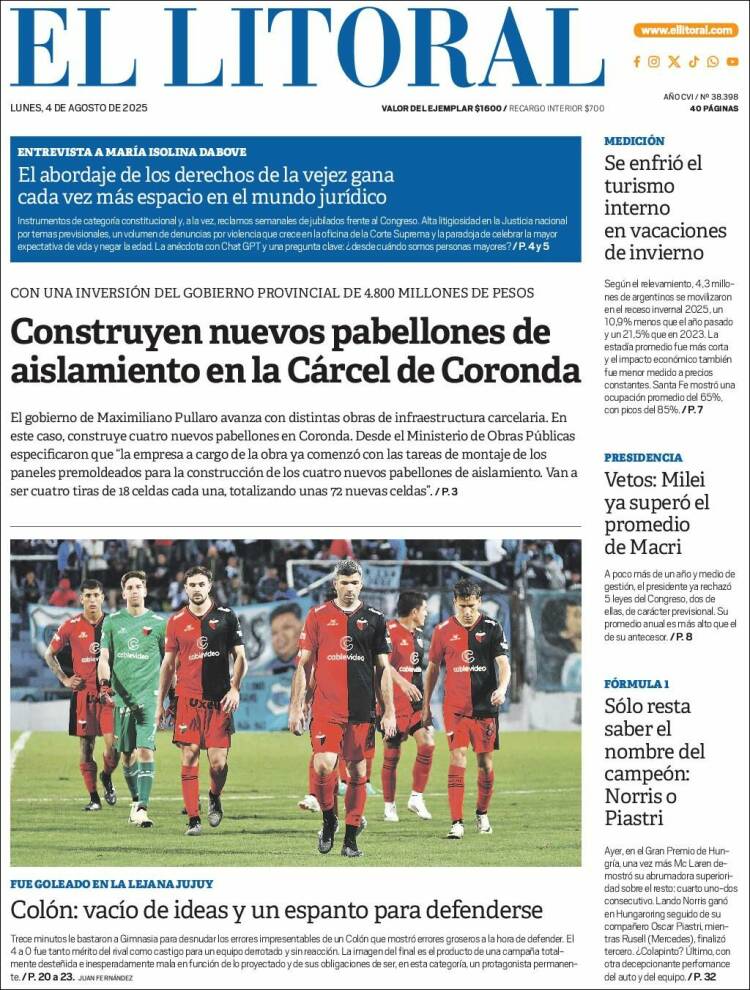 Portada de Diario El Litoral (Argentine)