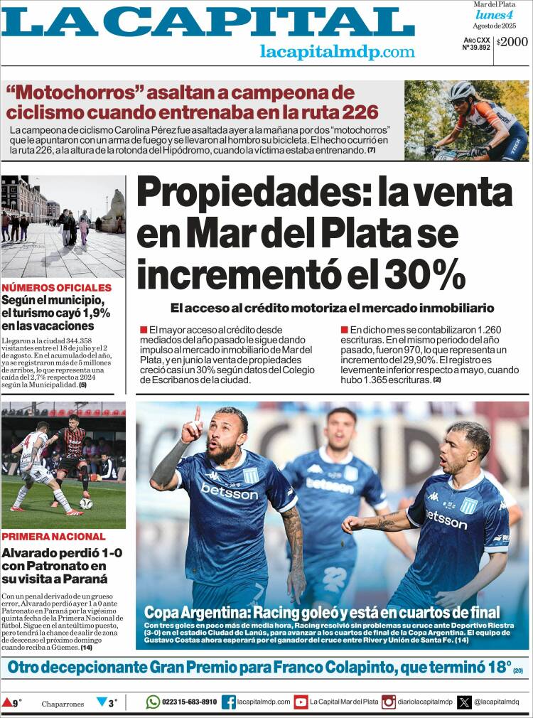 Portada de Diario La Capital - Mar del Plata (Argentina)