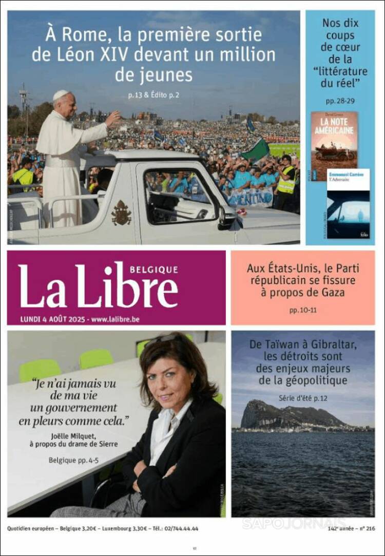 Portada de La Libre.be (Bélgica)