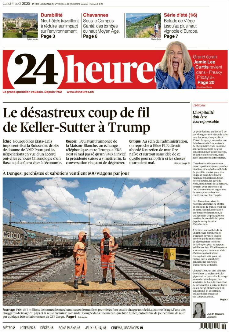 Portada de 24 Heures (Suiza)