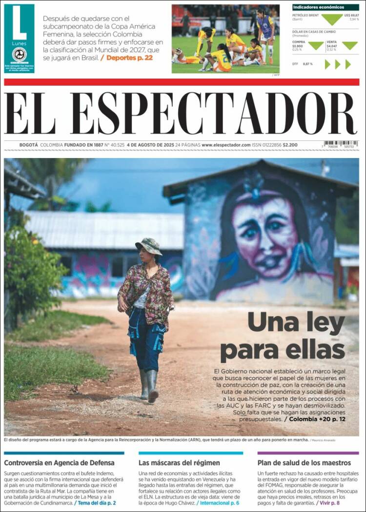 Portada de El Espectador (Colombia)