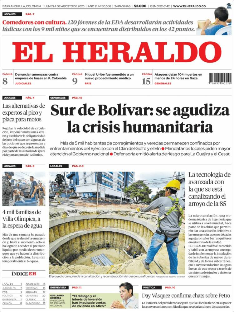 Portada de El Heraldo (Colombia)