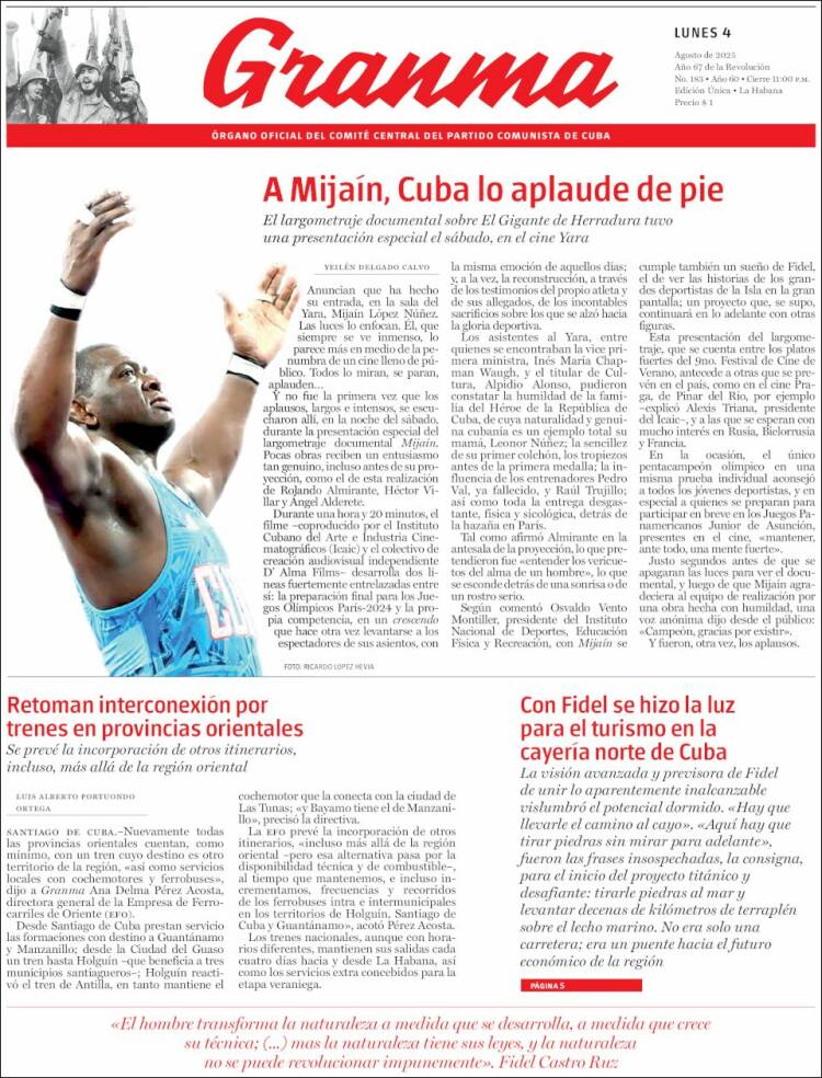 Portada de Granma (Cuba)