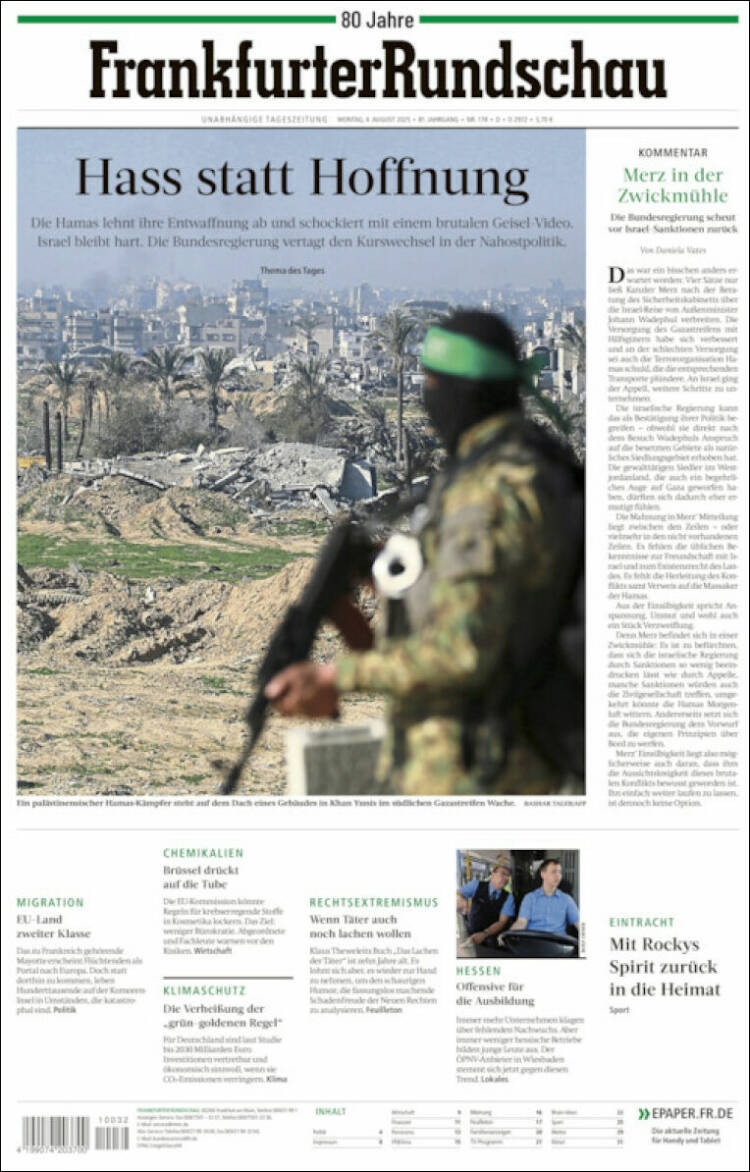 Portada de Frankfurter Rundschau (Germany)