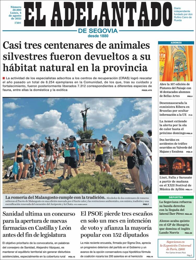 Portada de El Adelantado de Segovia (Spain)