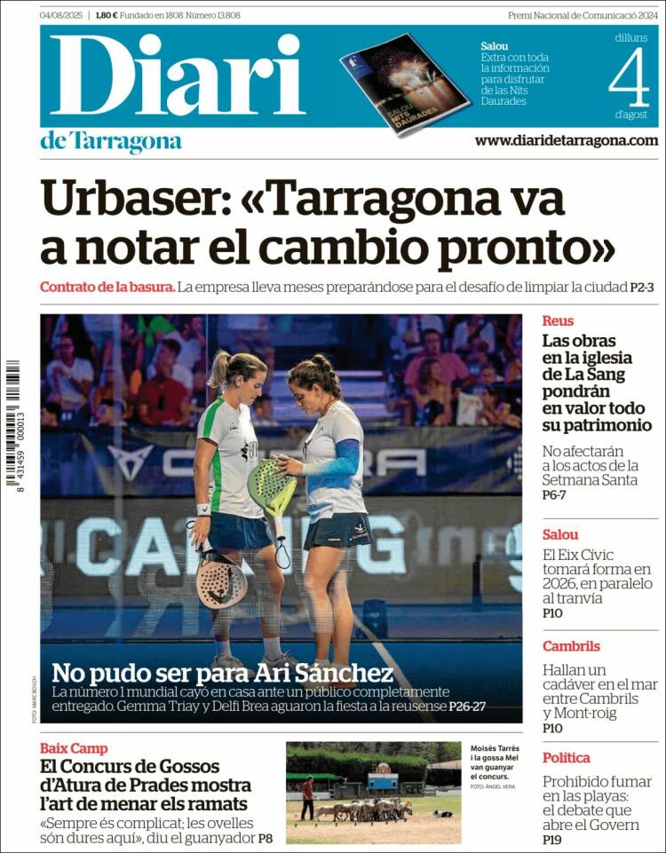 Portada de Diari de Tarragona (Spain)