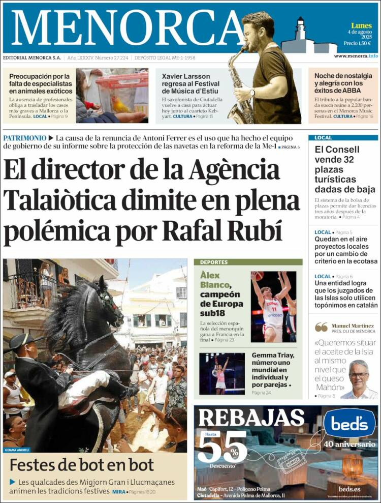 Portada de Menorca - Diario Insular (Spain)