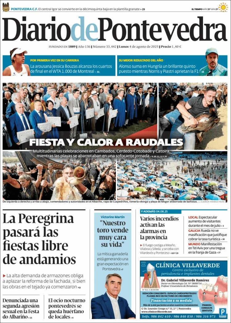 Portada de Diario de Pontevedra (España)
