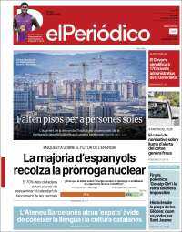 Portada de El Periódico de Catalunya (España)
