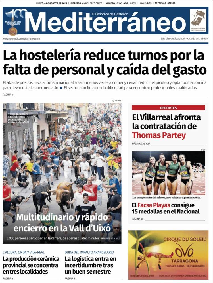 Portada de El Periódico Mediterraneo (España)