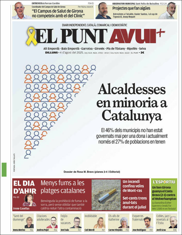 Portada de El Punt Avui - Girona (Espagne)