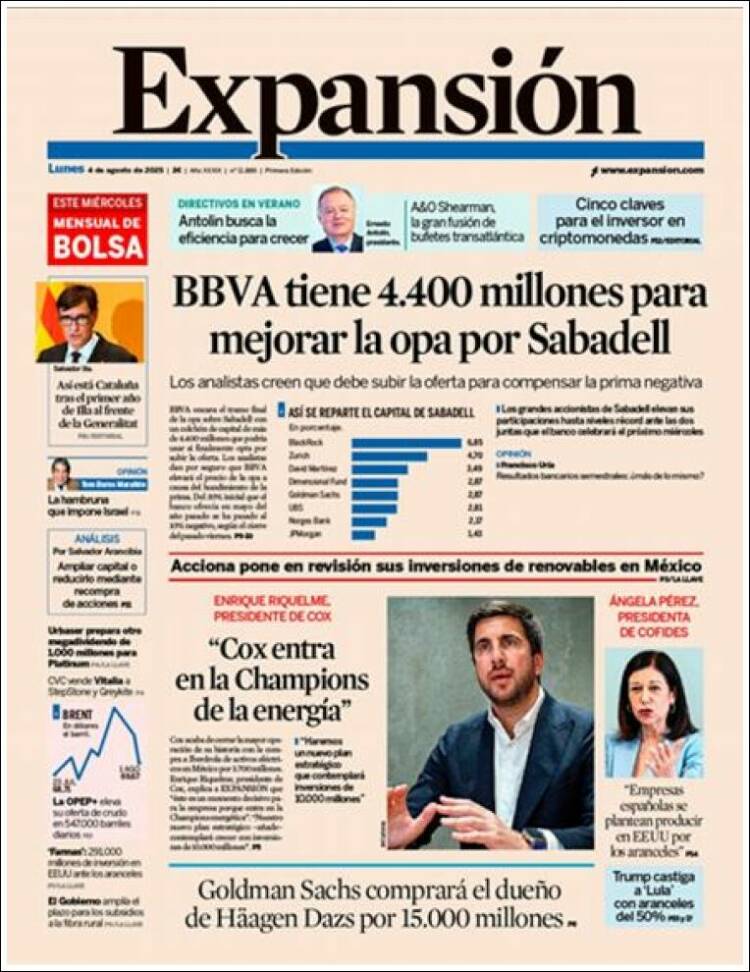 Portada de Expansión (España)