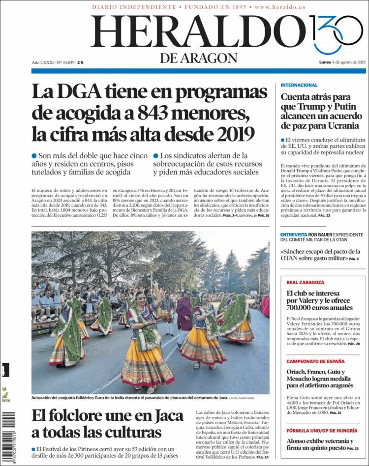 Portada de Heraldo de Aragón (Spain)