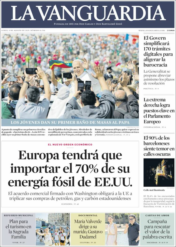Portada de La Vanguardia (España)