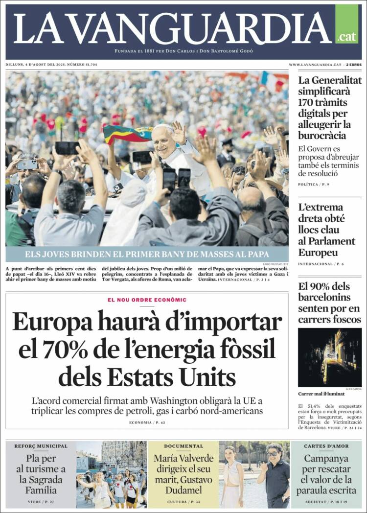 Portada de La Vanguardia (Spain)
